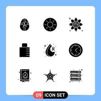 Modern Set of 9 Solid Glyphs Pictograph of blood protect atom lock pad network Editable Vector Design Elements