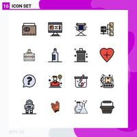 Set of 16 Modern UI Icons Symbols Signs for social server planning network star Editable Creative Vector Design Elements