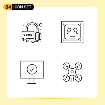 4 Line concept for Websites Mobile and Apps help protection card letter drone Editable Vector Design Elements