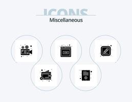 paquete de iconos de glifos misceláneos 5 diseño de iconos. lapicera. codificación. cámara. web. código vector