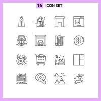 Modern Set of 16 Outlines and symbols such as world globe marketplace education seo Editable Vector Design Elements