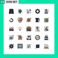 conjunto de pictogramas de 25 colores planos de línea rellena simple de elementos de diseño vectorial editables de gadget de tecnología de Internet de nube de arquitectura de caracteres vector
