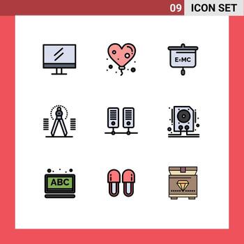 9 Creative Icons Modern Signs and Symbols of server center presentation draw tool Editable Vector Design Elements