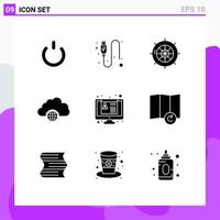 Solid Glyph Pack of 9 Universal Symbols of infrastructure globe nautical city travel Editable Vector Design Elements