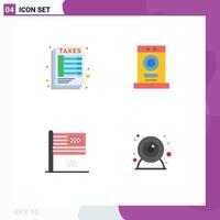 Editable Vector Line Pack of 4 Simple Flat Icons of calculate collapse tax furniture fall Editable Vector Design Elements