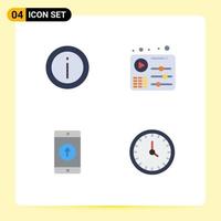 Mobile Interface Flat Icon Set of 4 Pictograms of help application sign equalizer mobile application Editable Vector Design Elements