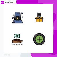 4 Universal Filledline Flat Colors Set for Web and Mobile Applications fashion british thanksgiving success kingdom Editable Vector Design Elements