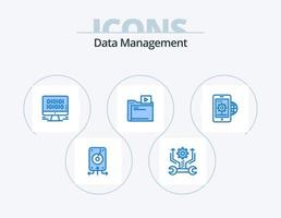 Data Management Blue Icon Pack 5 Icon Design. business. video. tools. movie. web vector