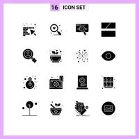 Universal Icon Symbols Group of 16 Modern Solid Glyphs of image editing research web information Editable Vector Design Elements