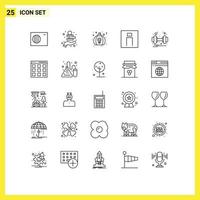 Modern Set of 25 Lines Pictograph of dumbbell person gift men human Editable Vector Design Elements