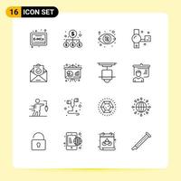 16 iconos creativos signos y símbolos modernos de sobre correo inversión cámara de video handycam elementos de diseño vectorial editables vector