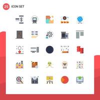 User Interface Pack of 25 Basic Flat Colors of hosting folders transport database jigsaw Editable Vector Design Elements