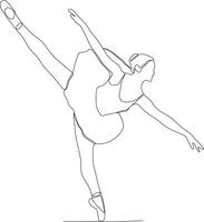 continuous line of beautiful women in the art of ballet dance vector
