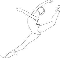 continuous line of beautiful women in the art of ballet dance vector