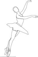 continuous line of beautiful women in the art of ballet dance vector