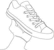 continuous line black and white shoe art drawing vector