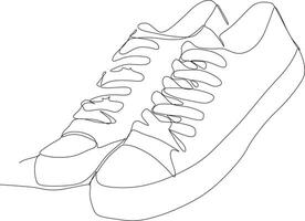 continuous line black and white shoe art drawing vector
