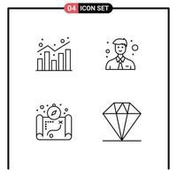 Editable Vector Line Pack of 4 Simple Filledline Flat Colors of analytics location shopping man diamond Editable Vector Design Elements