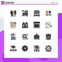 Modern Set of 16 Flat Color Filled Lines Pictograph of tools designer tubes design data Editable Creative Vector Design Elements