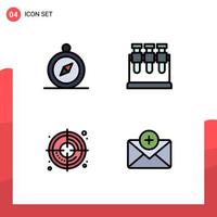 Stock Vector Icon Pack of 4 Line Signs and Symbols for browse medical chemistry target mail Editable Vector Design Elements