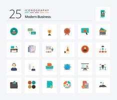 Modern Business 25 Flat Color icon pack including business. achievement. business. trophy. financial vector