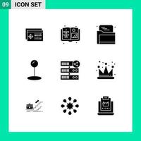 Set of 9 Modern UI Icons Symbols Signs for web network web share pin Editable Vector Design Elements