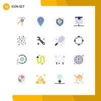 16 User Interface Flat Color Pack of modern Signs and Symbols of shipping network creative logistic thinking Editable Pack of Creative Vector Design Elements