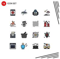 conjunto de 16 iconos modernos de la interfaz de usuario símbolos signos de falla reloj de bloqueo elementos de diseño de vectores creativos editables del árbol de negocios