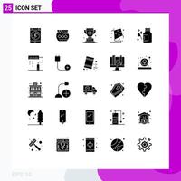 Universal Icon Symbols Group of 25 Modern Solid Glyphs of drops fly festival kite prize Editable Vector Design Elements