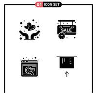 Pictogram Set of 4 Simple Solid Glyphs of insurance online protect sale online job Editable Vector Design Elements