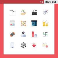 Pictogram Set of 16 Simple Flat Colors of card project education startup rocket Editable Pack of Creative Vector Design Elements