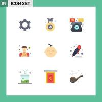 9 Flat Color concept for Websites Mobile and Apps newborn baby help waiter assistant Editable Vector Design Elements