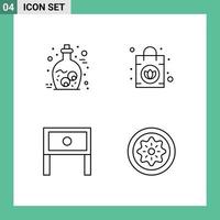 Group of 4 Filledline Flat Colors Signs and Symbols for eye household zombie purse table Editable Vector Design Elements