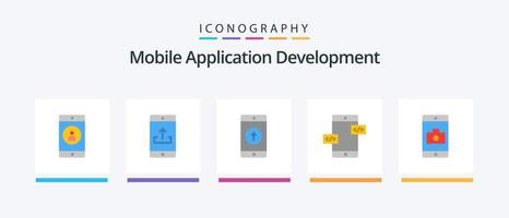 Mobile Application Development Flat 5 Icon Pack Including mobile. arrows. upload. app development. smartphone. Creative Icons Design vector