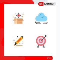 4 Thematic Vector Flat Icons and Editable Symbols of box highlighter delivery cloud target Editable Vector Design Elements