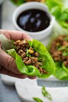 Chicken or turkey asian lettuce wraps photo