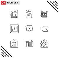 Set of 9 Commercial Outlines pack for cloths beach book product bundle Editable Vector Design Elements