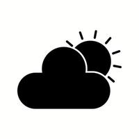 Unique Sun and Cloud Vector Glyph Icon