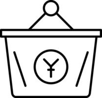 Yen Basket Line Icon vector