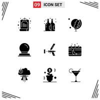 Group of 9 Solid Glyphs Signs and Symbols for tool foam globe construction foamgun Editable Vector Design Elements