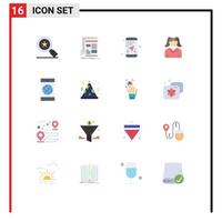 Universal Icon Symbols Group of 16 Modern Flat Colors of cell woman mobile mother travel Editable Pack of Creative Vector Design Elements