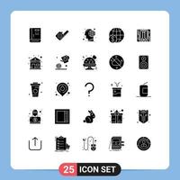 Mobile Interface Solid Glyph Set of 25 Pictograms of payment global tool finance human Editable Vector Design Elements