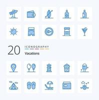 20 Vacations Blue Color icon Pack like summer ice lighthouse beach summer vector