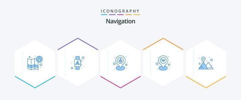 paquete de iconos azules de navegación 25 que incluye mapa. localización. inteligente. clavo. localización vector