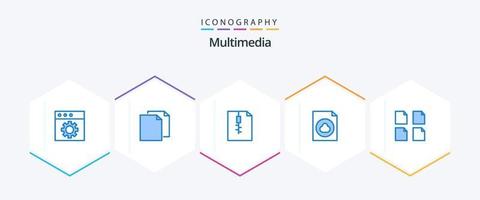 Multimedia 25 Blue icon pack including . multiple. document. files. file vector