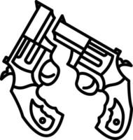 icono de línea de dos pistolas vector