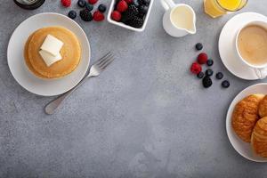 Breakfast table overhead with copyspace photo