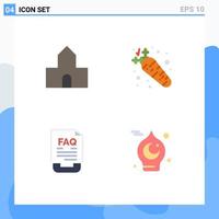 User Interface Pack of 4 Basic Flat Icons of cathedral church contact christian building food help Editable Vector Design Elements