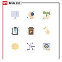 Modern Set of 9 Flat Colors Pictograph of education clipboard wifi signal paper investor Editable Vector Design Elements