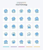 tecnología de nube creativa 25 paquete de iconos azules como proteger. seguro. datos. Cuota. vista vector